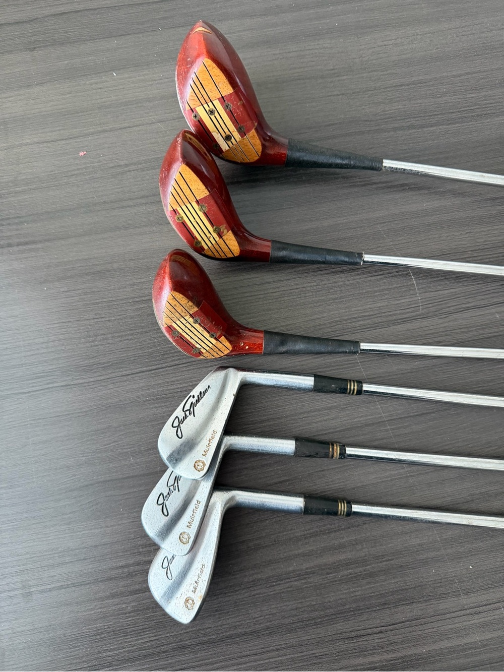 ⁠Vintage MacGregor Jack Nicklaus Muirfield Golf Club Lot Woods 1,4,5 Irons 2,4,8